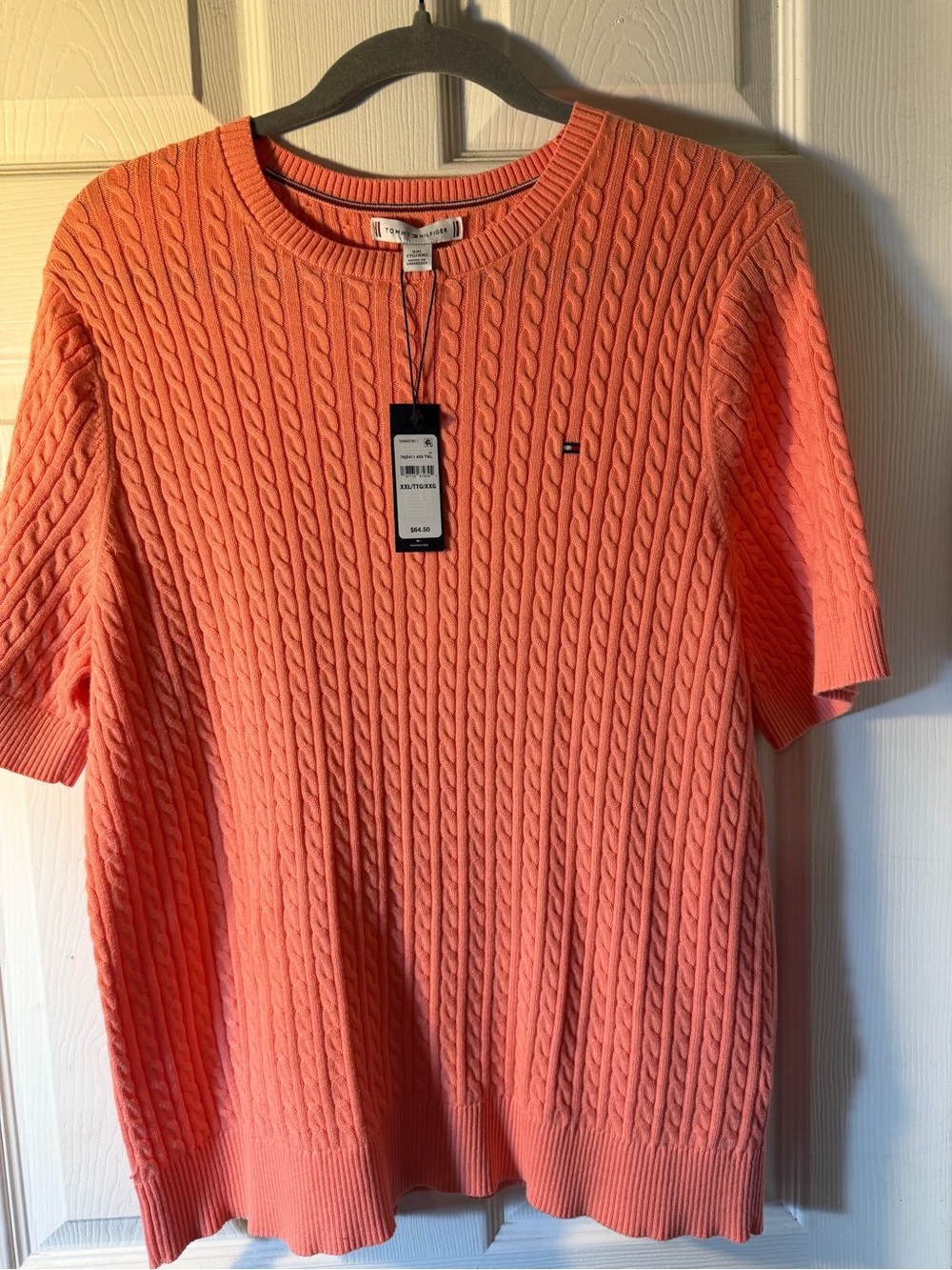 Tommy Hilfiger Women’s Cable Knit Short-Sleeve Sweater - Coral Pink